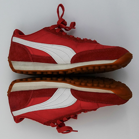 Puma Red White Foam Gum Sole Suede Nylon Easy Rider Vintage Sneakers - 8 - Picture 9 of 11